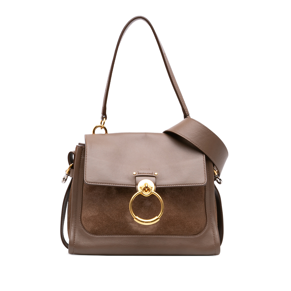 Pre-Loved Chloé Small Calfskin and Suede Tess Day Satchel